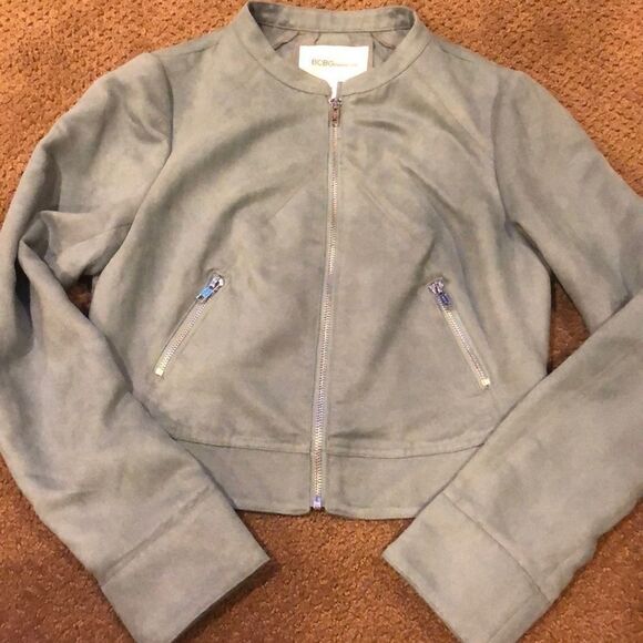 BcbGeneration Faux Suede Blue-ish Cropped Jacket - Picture 1 of 7